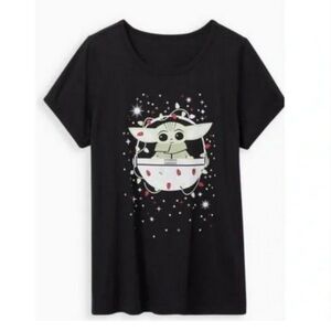 Disney Torrid Women's Baby Yoda Festive Crew Neck Shirt